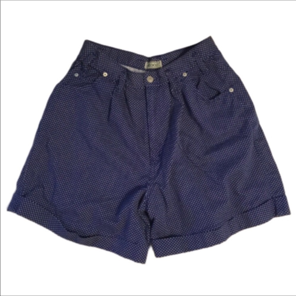 Skoozi VINTAGE Blue White Polka Dot Mom High Rise Shorts 12